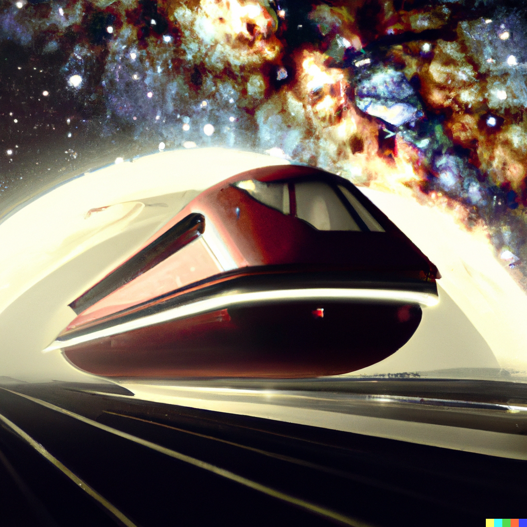 DALL·E 2023-02-11 09.28.27 - A train from Deutsche Bahn floating in a galaxy, digital art