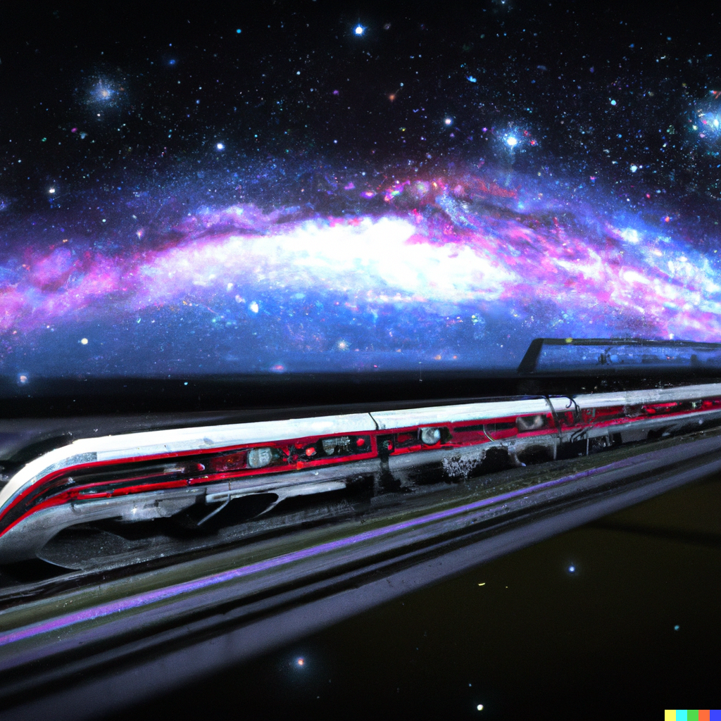 DALL·E 2023-02-11 10.03.48 - Train from Deutsche Bahn floating in space, Futuresynth